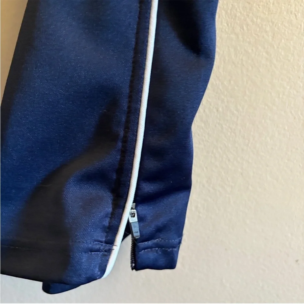Vintage 90s Umbro Navy Athletic Pants w White Piping & Zip Bottom – Large Fair - Picture 15 of 16